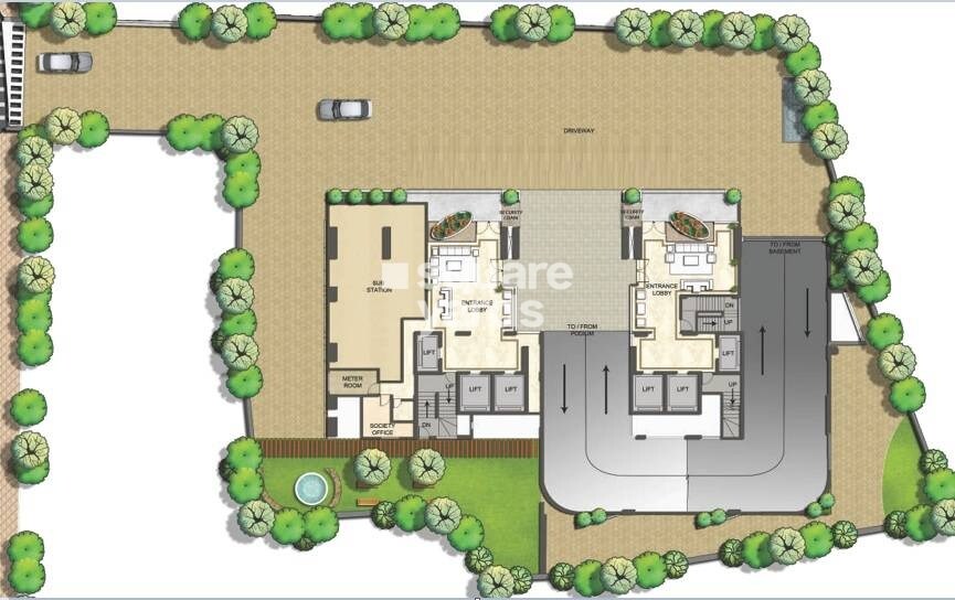 Princecare-Zinnia_an aerial view of a building with a clock on it