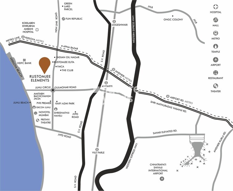 Rustomjee Elements Wing SC Location Image