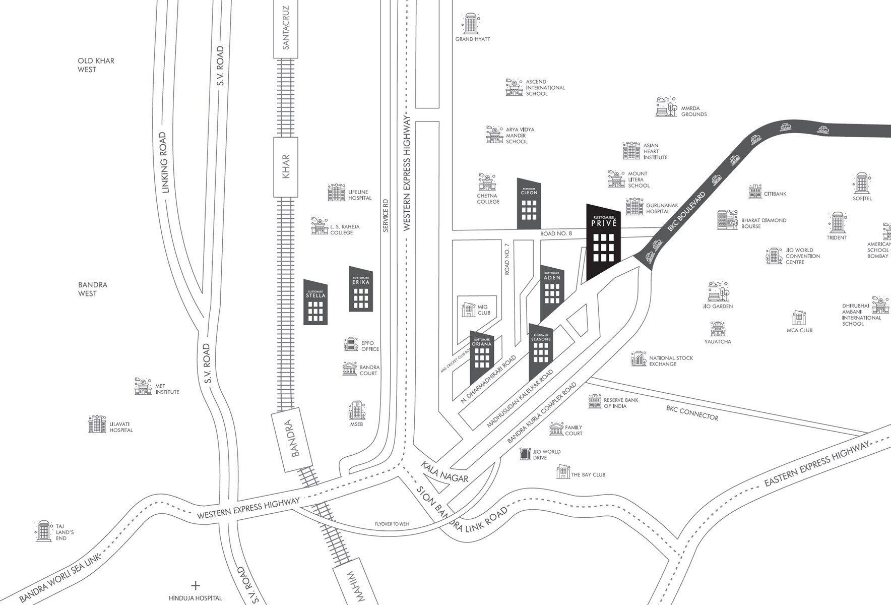 Rustomjee Prive Location Image