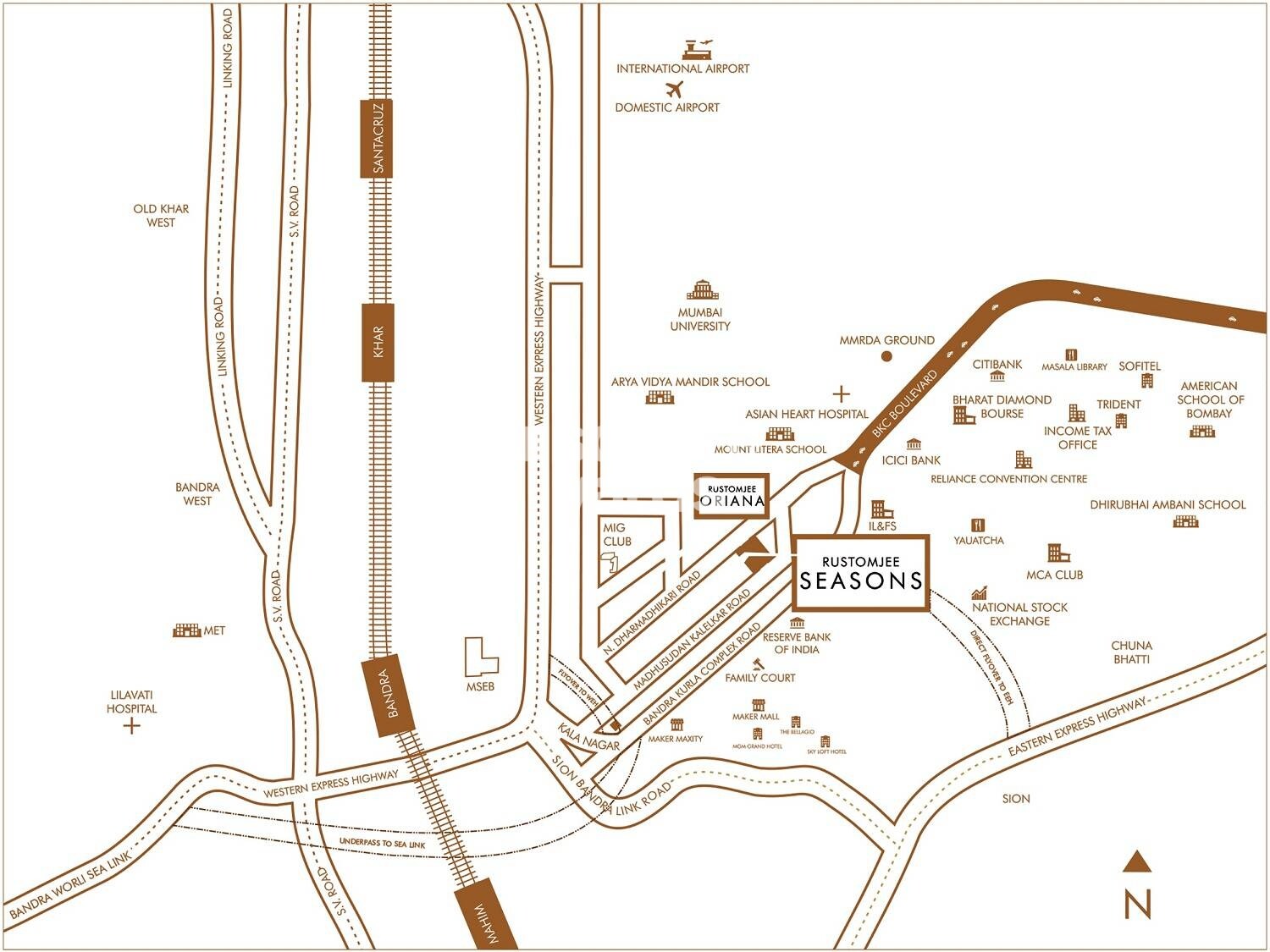 Rustomjee Seasons Bandra East Location Image