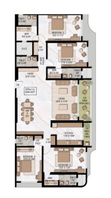 Floor plan of 4 BHK 2090 Sq. Ft. Apartment in 7 Elements, Mumbai