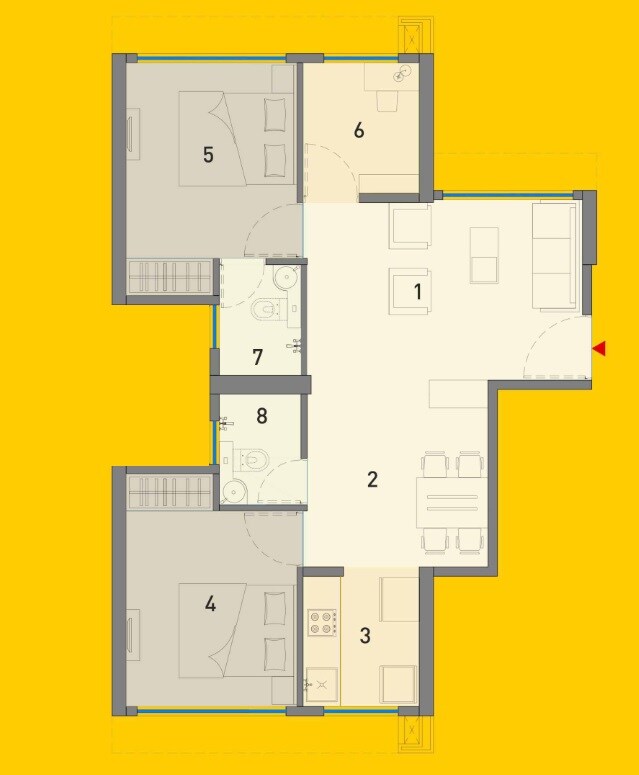 Floor plan of 2 BHK 589 Sq. Ft. Apartment in A And O Excellente, Mumbai