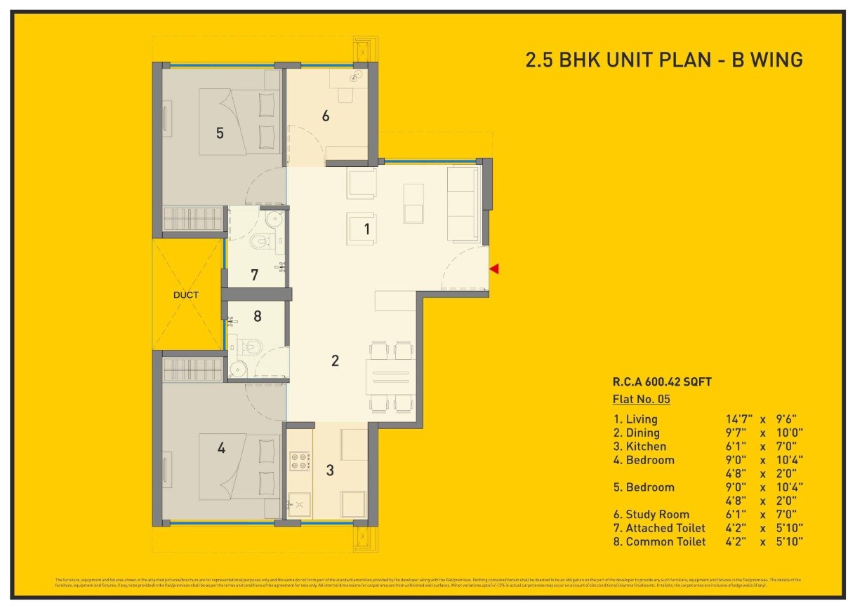 Floor plan of 2 BHK 600 Sq. Ft. Apartment in A And O Excellente, Mumbai