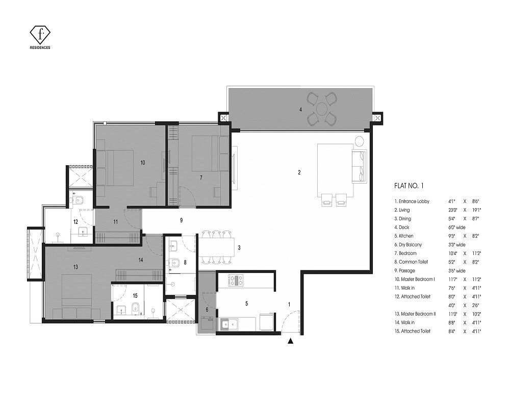 3 BHK 868 Sq. Ft. Apartment