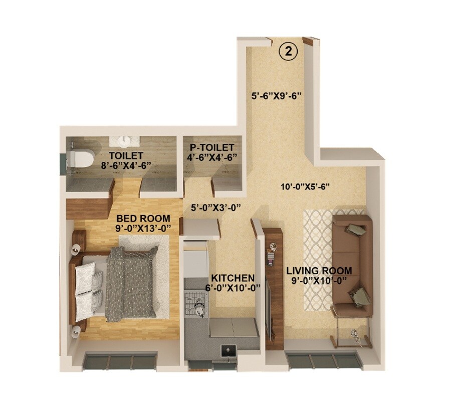 1 BHK 462 Sq. Ft. Apartment