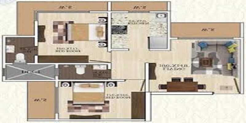 Floor plan of 2 BHK 771 Sq. Ft. Apartment in A R B Heights, Mumbai