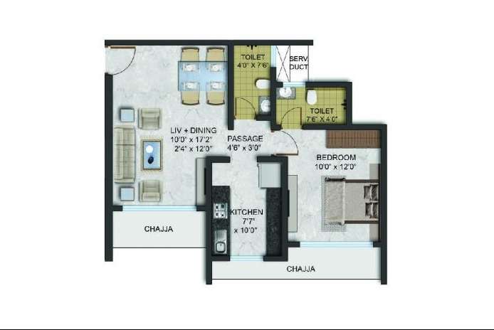 1 BHK 458 Sq. Ft. Apartment in Aadi Allure