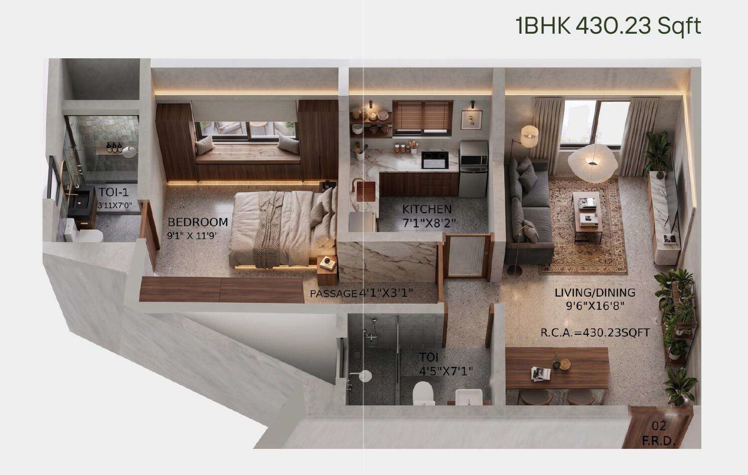 1 BHK 430 Sq. Ft. Apartment