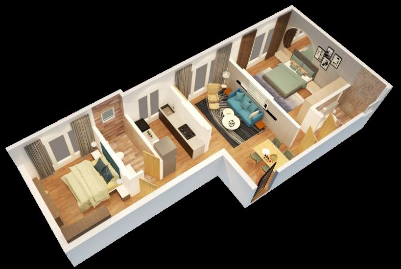 Floor plan of 2 BHK 660 Sq. Ft. Apartment in Aakruti Shiv Samarth, Mumbai