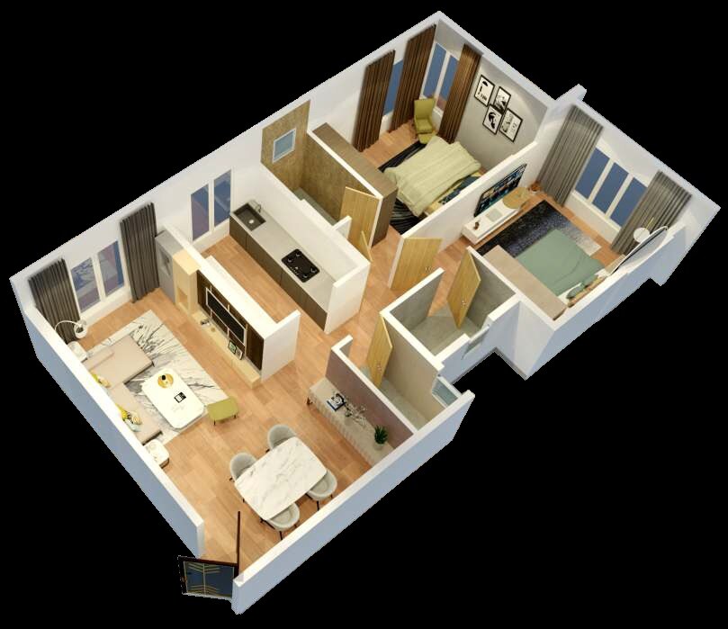Floor plan of 2 BHK 700 Sq. Ft. Apartment in Aakruti Shiv Samarth, Mumbai