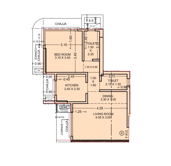 Floor plan of 1 BHK 432 Sq. Ft. Apartment in Aarambh Ambe Ashirwad, Mumbai