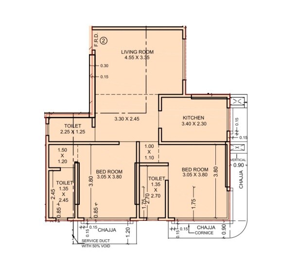 Floor plan of 2 BHK 682 Sq. Ft. Apartment in Aarambh Ambe Ashirwad, Mumbai