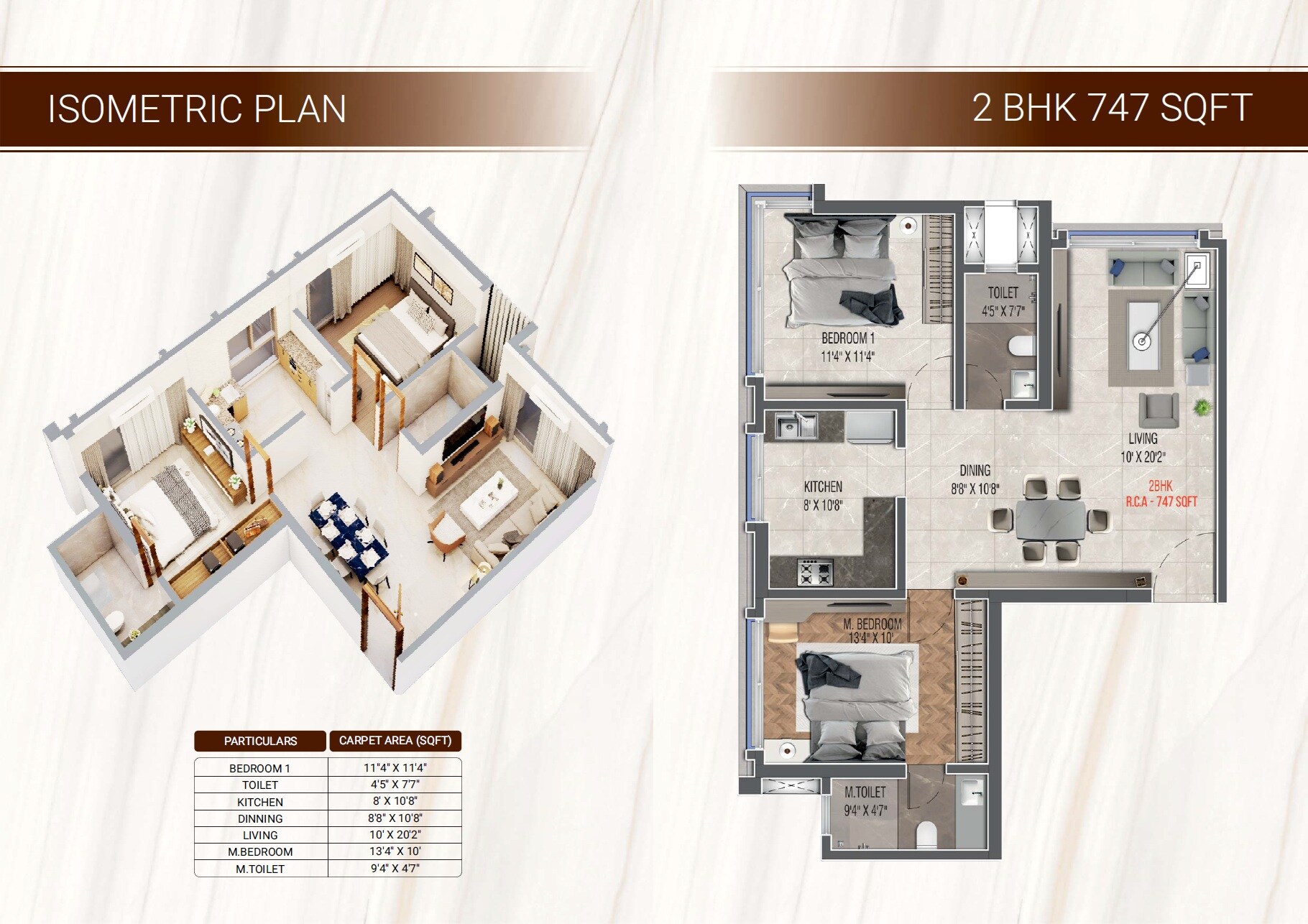 2 BHK 747 Sq. Ft. Apartment
