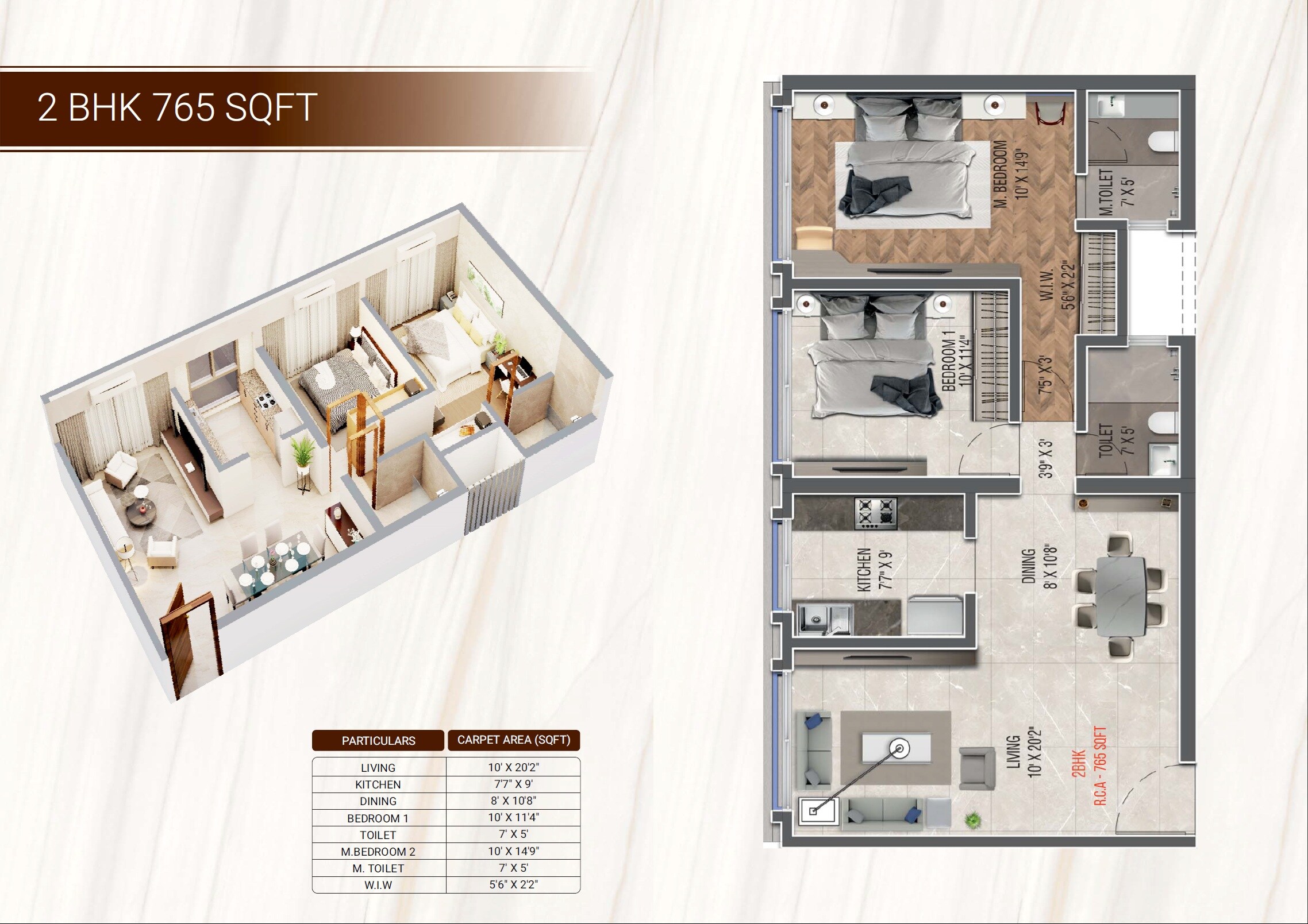 Floor plan of 2 BHK 765 Sq. Ft. Apartment in Aarsh Parshwa Darshan, Mumbai