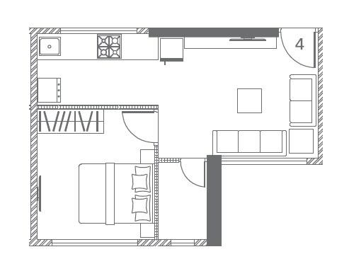 Floor plan of 1 BHK 420 Sq. Ft. Apartment in Aashna Samadhan, Mumbai