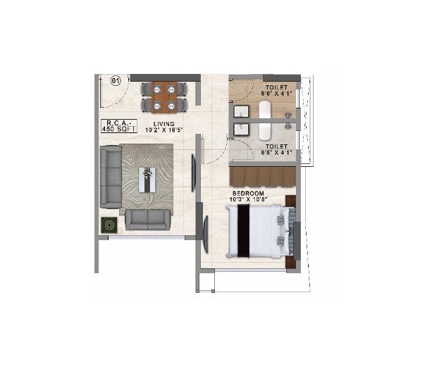 1 BHK 450 Sq. Ft. Apartment