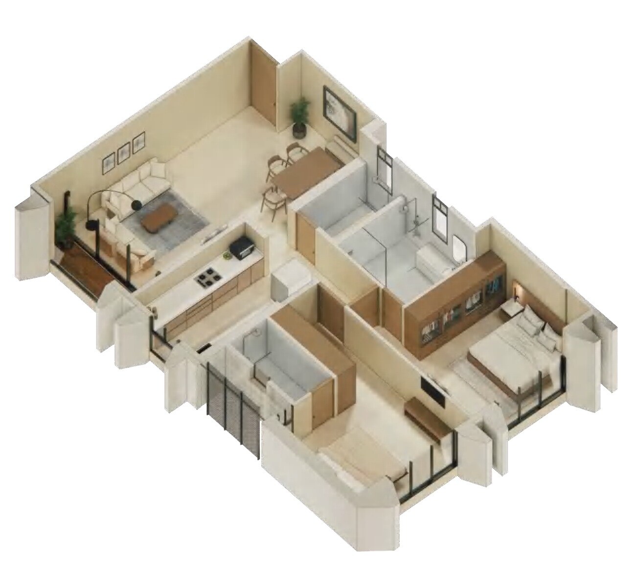 Floor plan of 2 BHK 935 Sq. Ft. Apartment in Aayushi Urban Frames, Mumbai