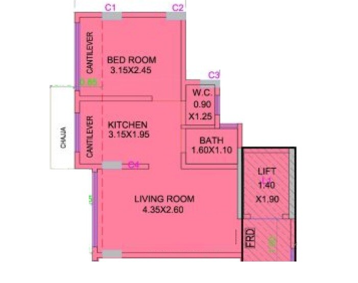 Floor plan of 1 BHK Apartment - 314 sq. ft. in Abhigna Avirahi Elegance, Mumbai