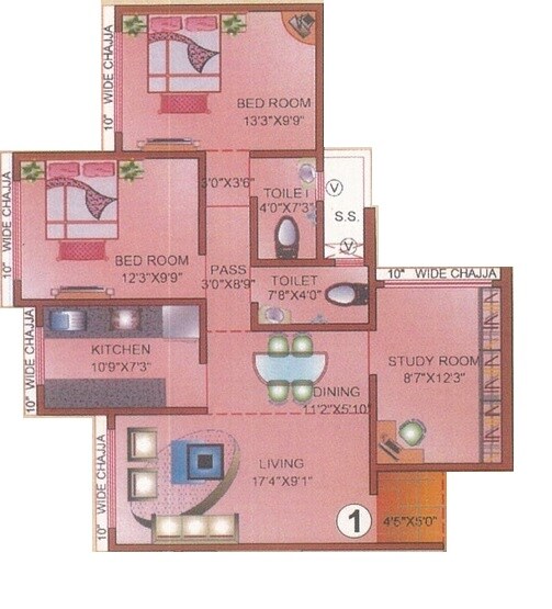 2 BHK 754 Sq. Ft. Apartment