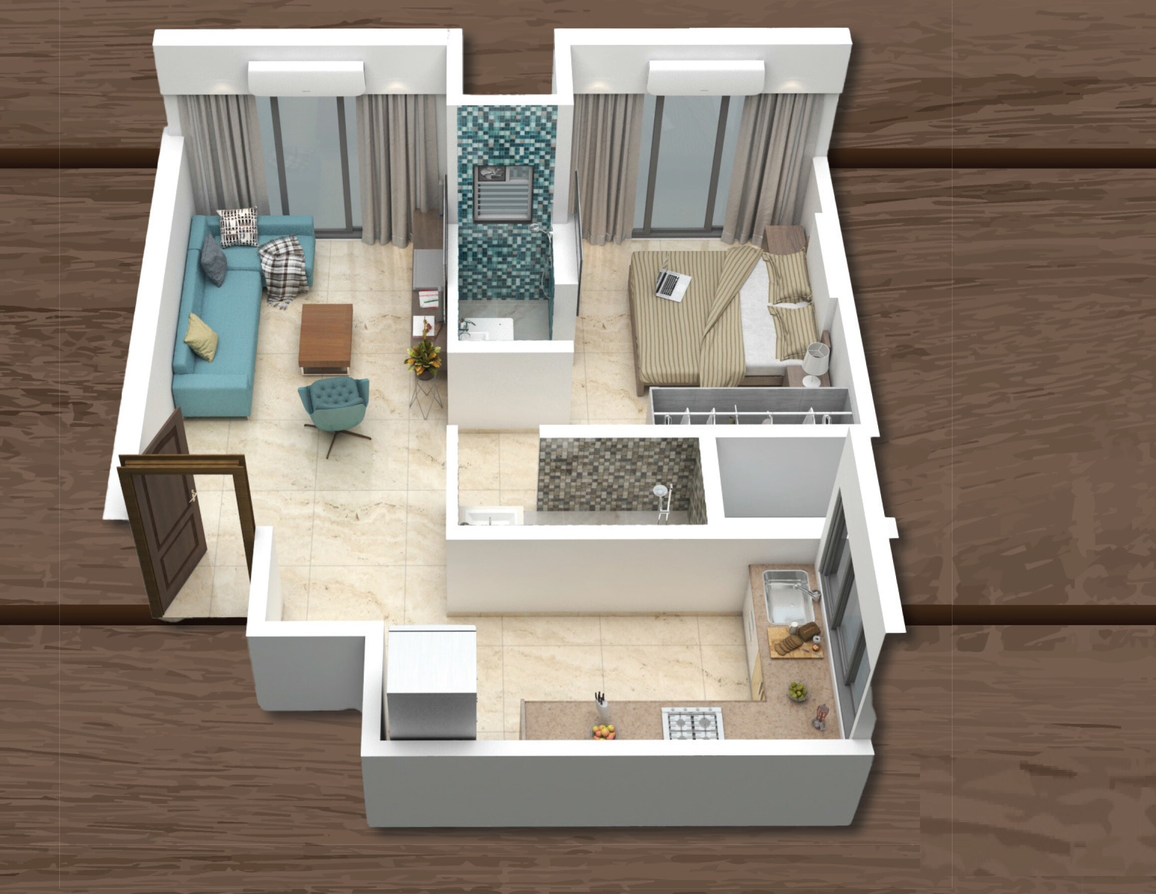 Floor plan of 1 BHK 308 Sq. Ft. Apartment in Abhyudaya Star Right Heights, Mumbai
