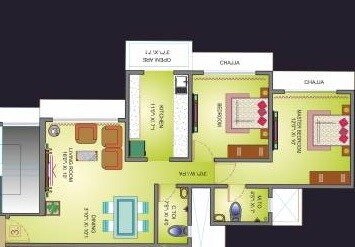 Floor plan of 2 BHK 773 Sq. Ft. Apartment in Abrol Avirahi Heights, Mumbai