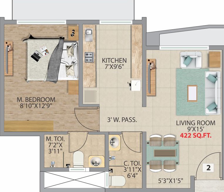 Accord Bindra One 1 BHK Layout