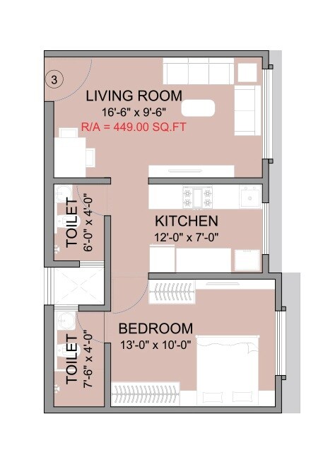 1 BHK 449 Sq. Ft. Apartment