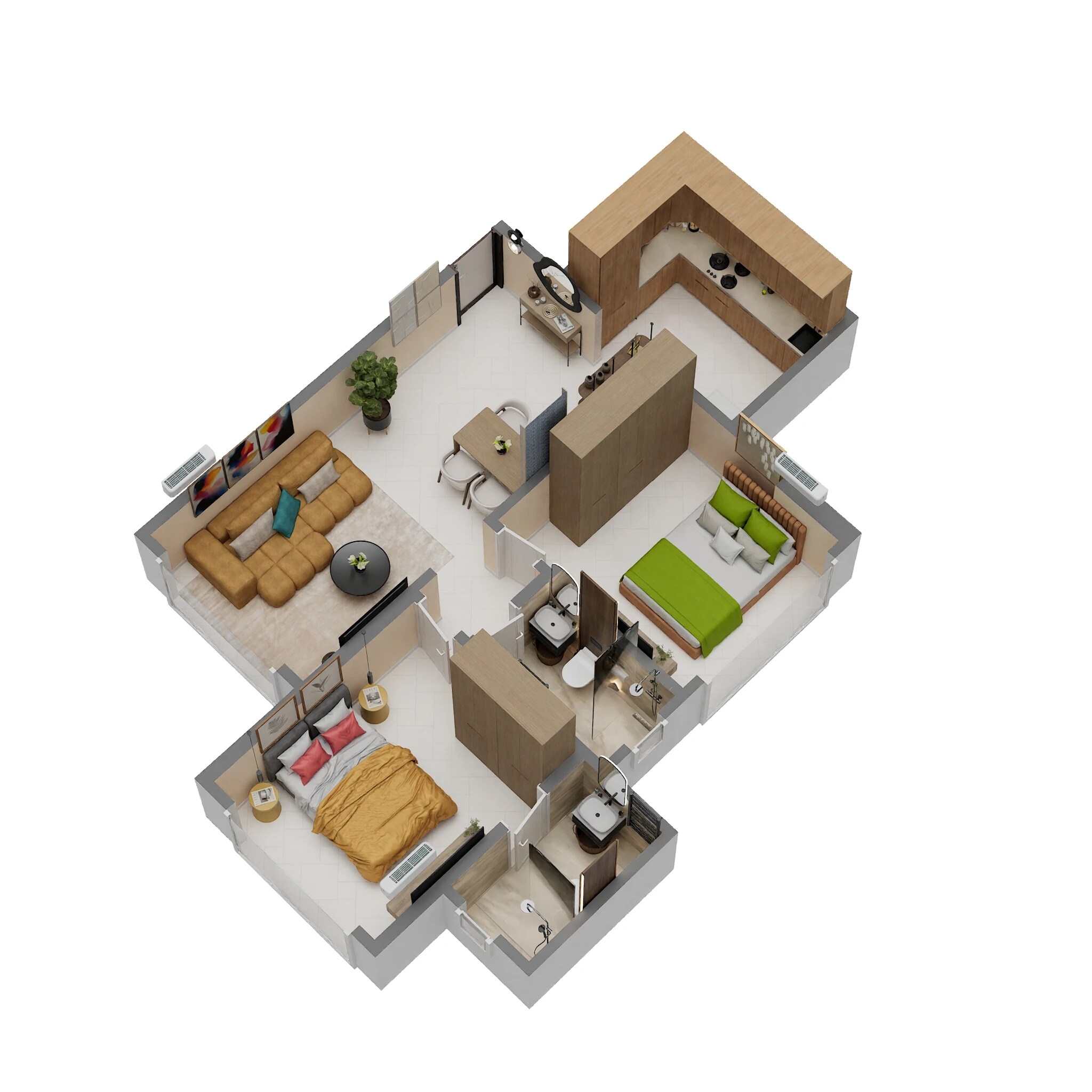 Floor plan of 2 BHK 660 Sq. Ft. Apartment in Ace Marvel, Mumbai