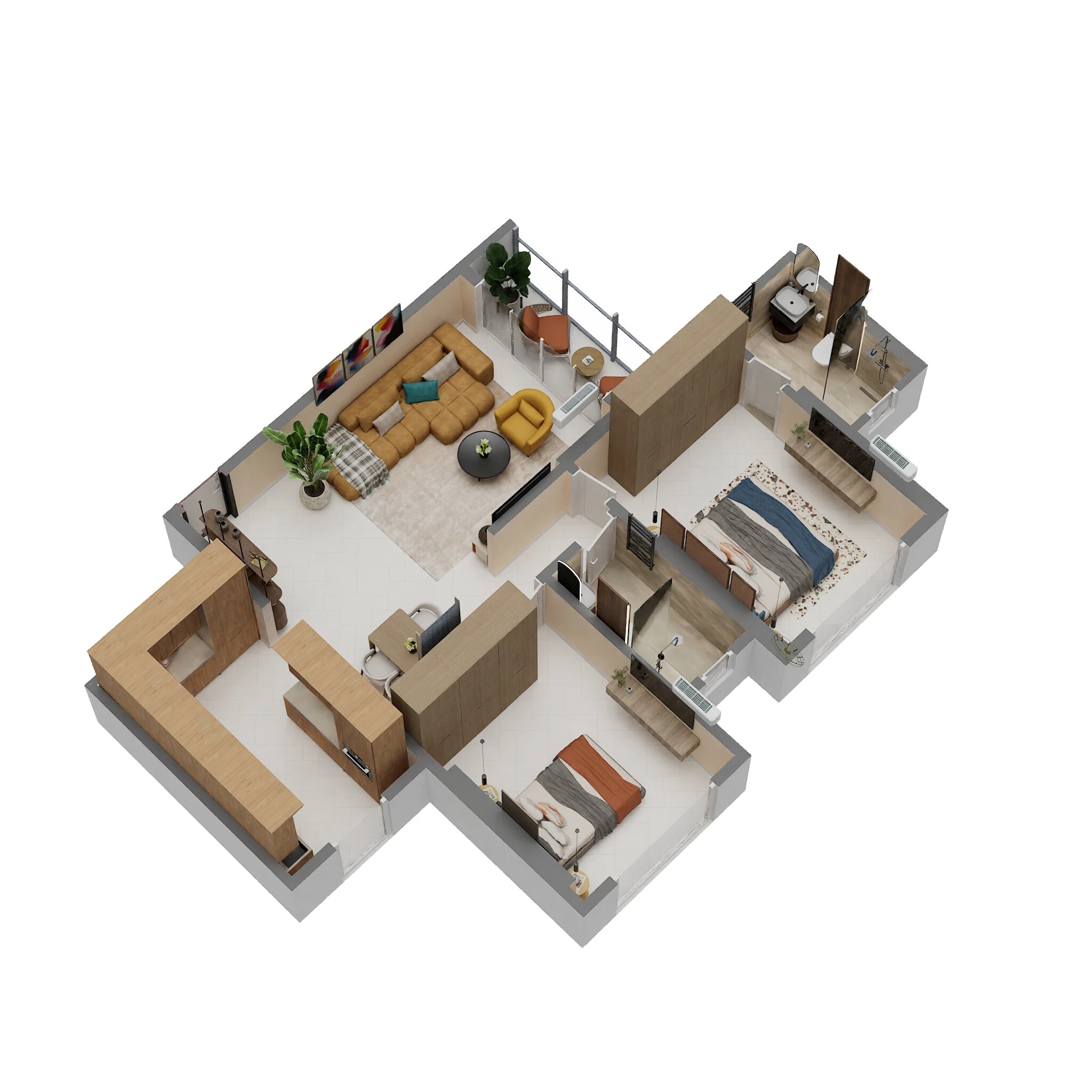 Floor plan of 2 BHK 781 Sq. Ft. Apartment in Ace Marvel, Mumbai