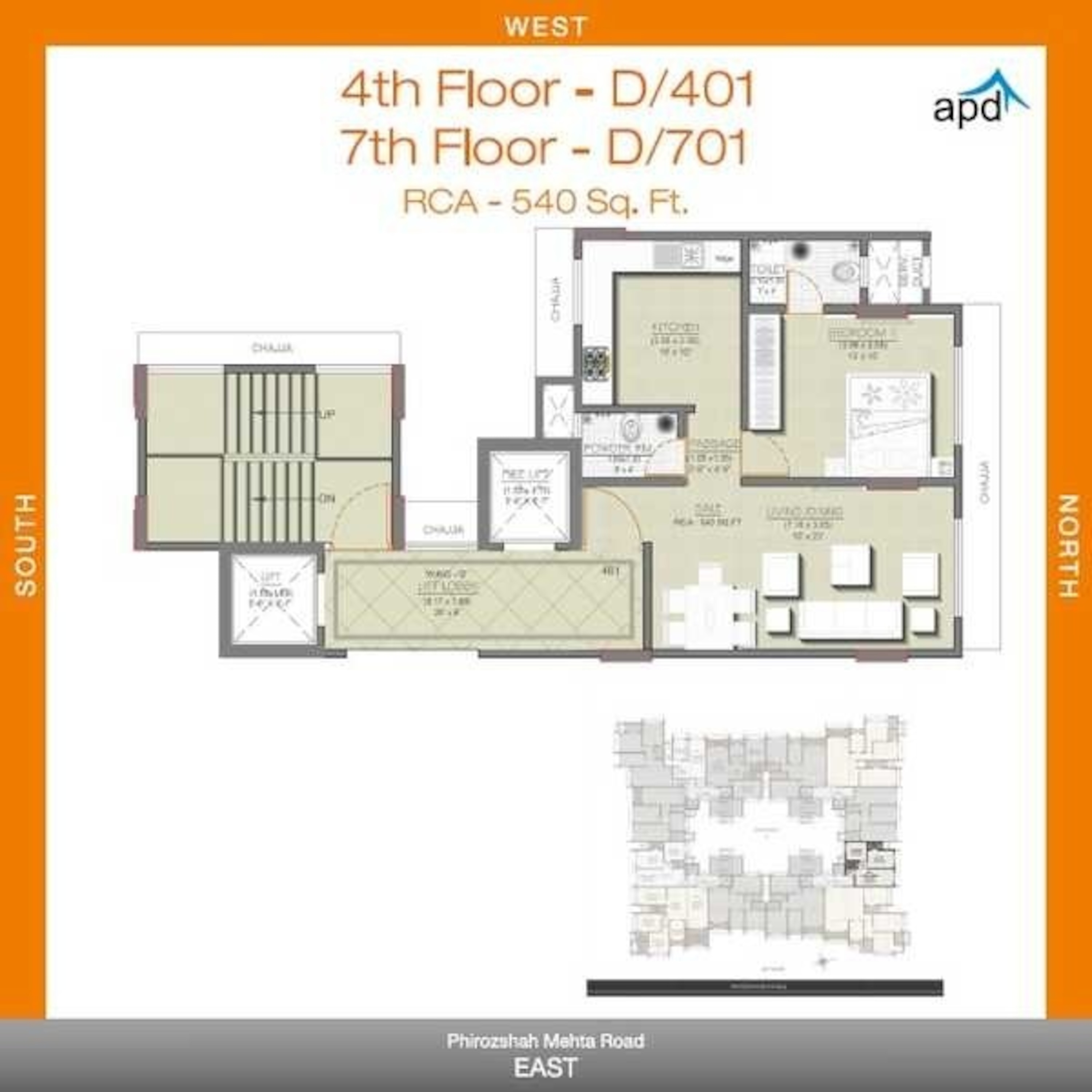 1 BHK 540 Sq. Ft. Apartment in Acharat Baug