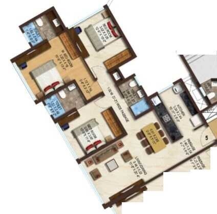 Floor plan of 3 BHK 1000 Sq. Ft. Apartment in Acme Boulevard, Mumbai