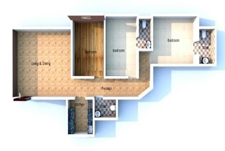 Floor plan of 3 BHK 1635 Sq. Ft. Apartment in Acme Legacy, Mumbai