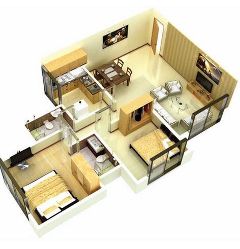 Floor plan of 2 BHK 655 Sq. Ft. Apartment in Acme Stadium View, Mumbai