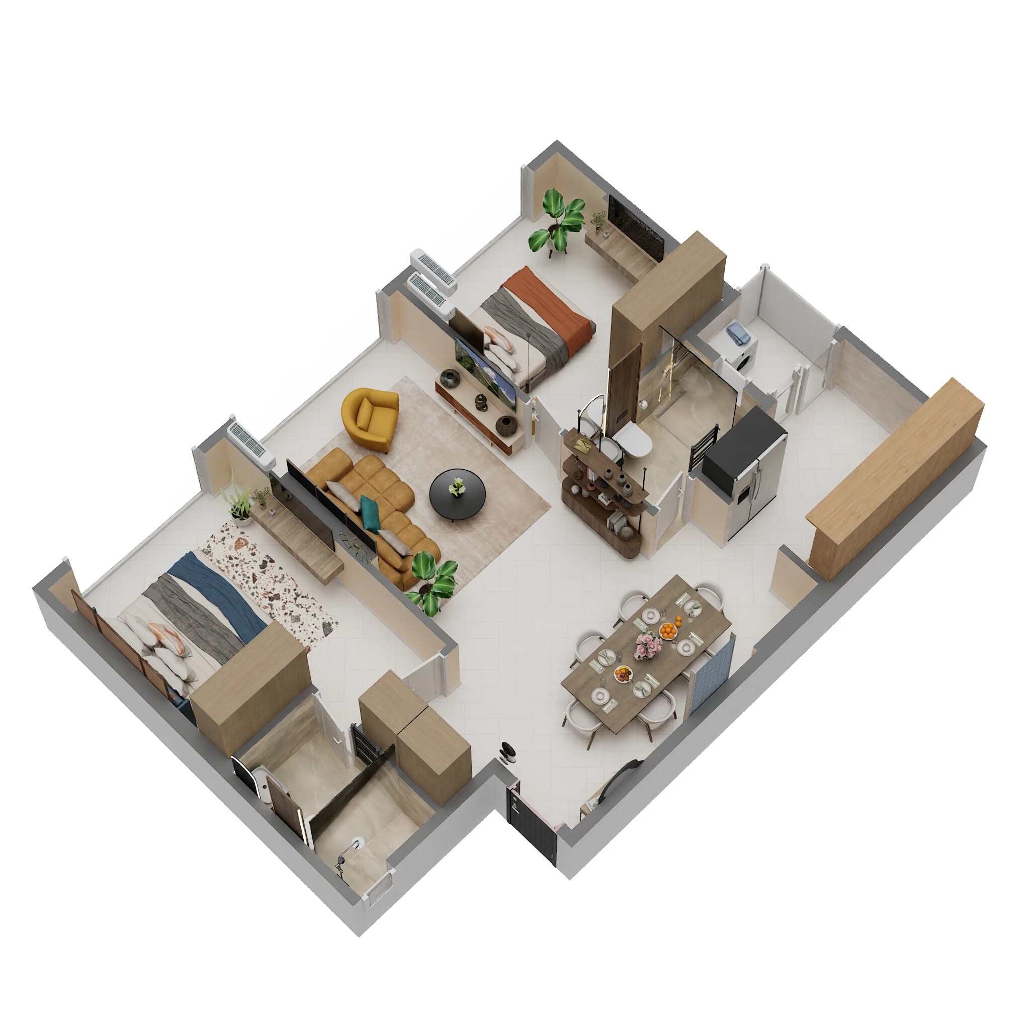 Floor plan of 2 BHK 824 Sq. Ft. Apartment in Adani Linkbay Residences, Mumbai