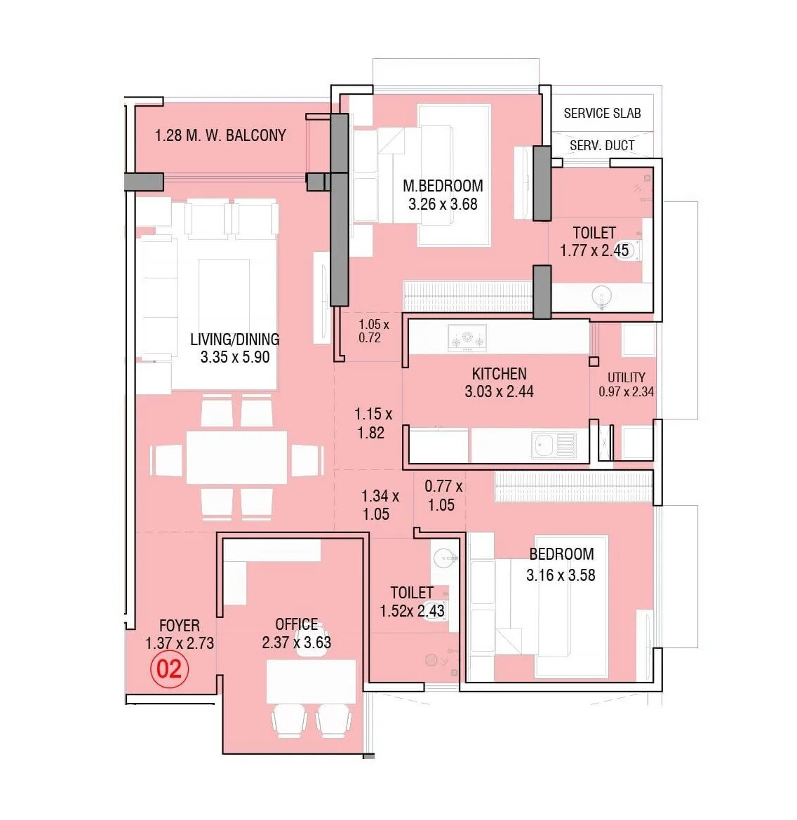 2 BHK 934 Sq. Ft. Apartment