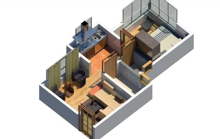 Floor plan of 1 BHK 420 Sq. Ft. Apartment in Adcon Residency, Mumbai