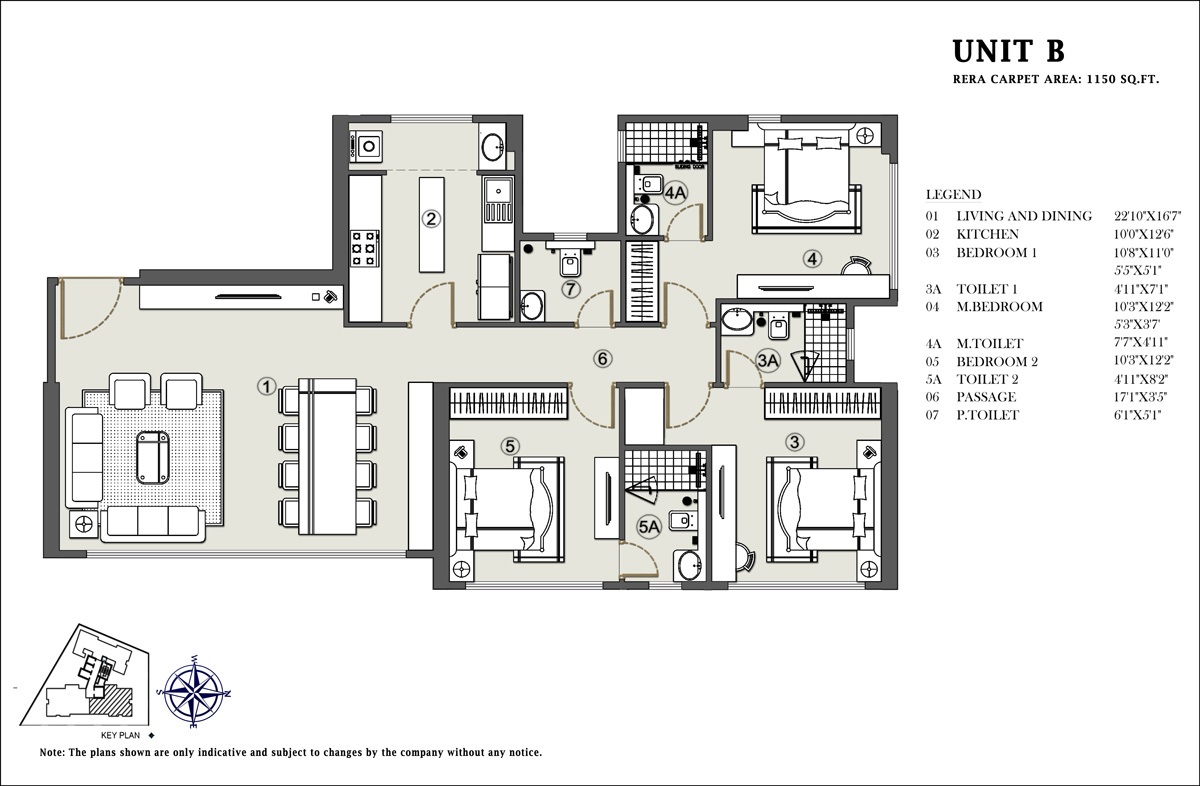 3 BHK 1150 Sq. Ft. Apartment in Aden Court