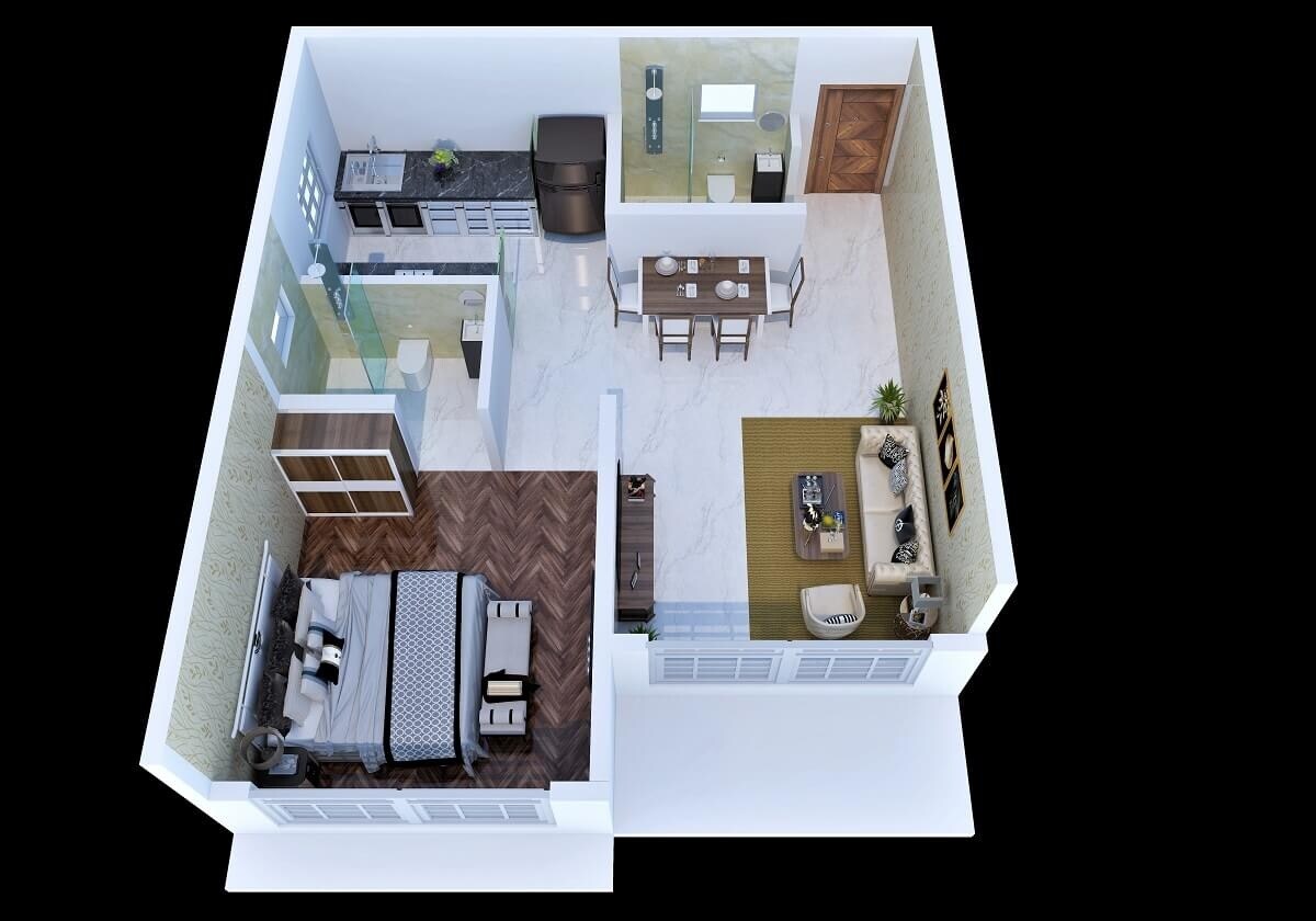 Floor plan of 1 BHK 407 Sq. Ft. Apartment in Adi Darsshan, Mumbai