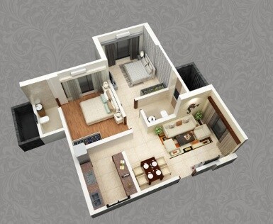 Floor plan of 2 BHK 619 Sq. Ft. Apartment in Adinath Sanvi Heights, Mumbai
