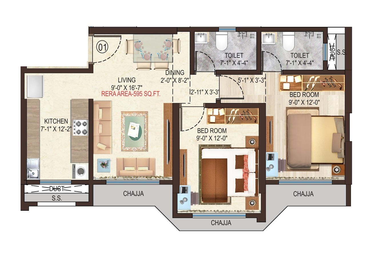 Aditi Shristi Residency 2 BHK Layout