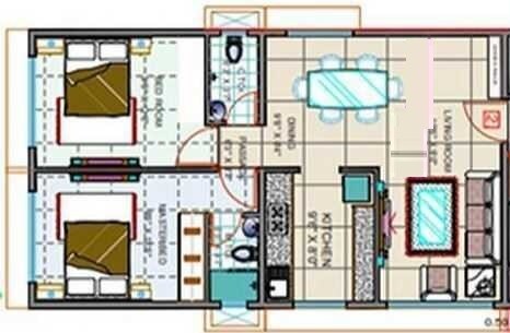 Floor plan of 2 BHK 650 Sq. Ft. Apartment in Aditya Ankit, Mumbai