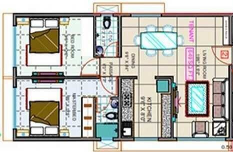 Floor plan of 2 BHK 650 Sq. Ft. Apartment in Aditya Ankit CHS, Mumbai