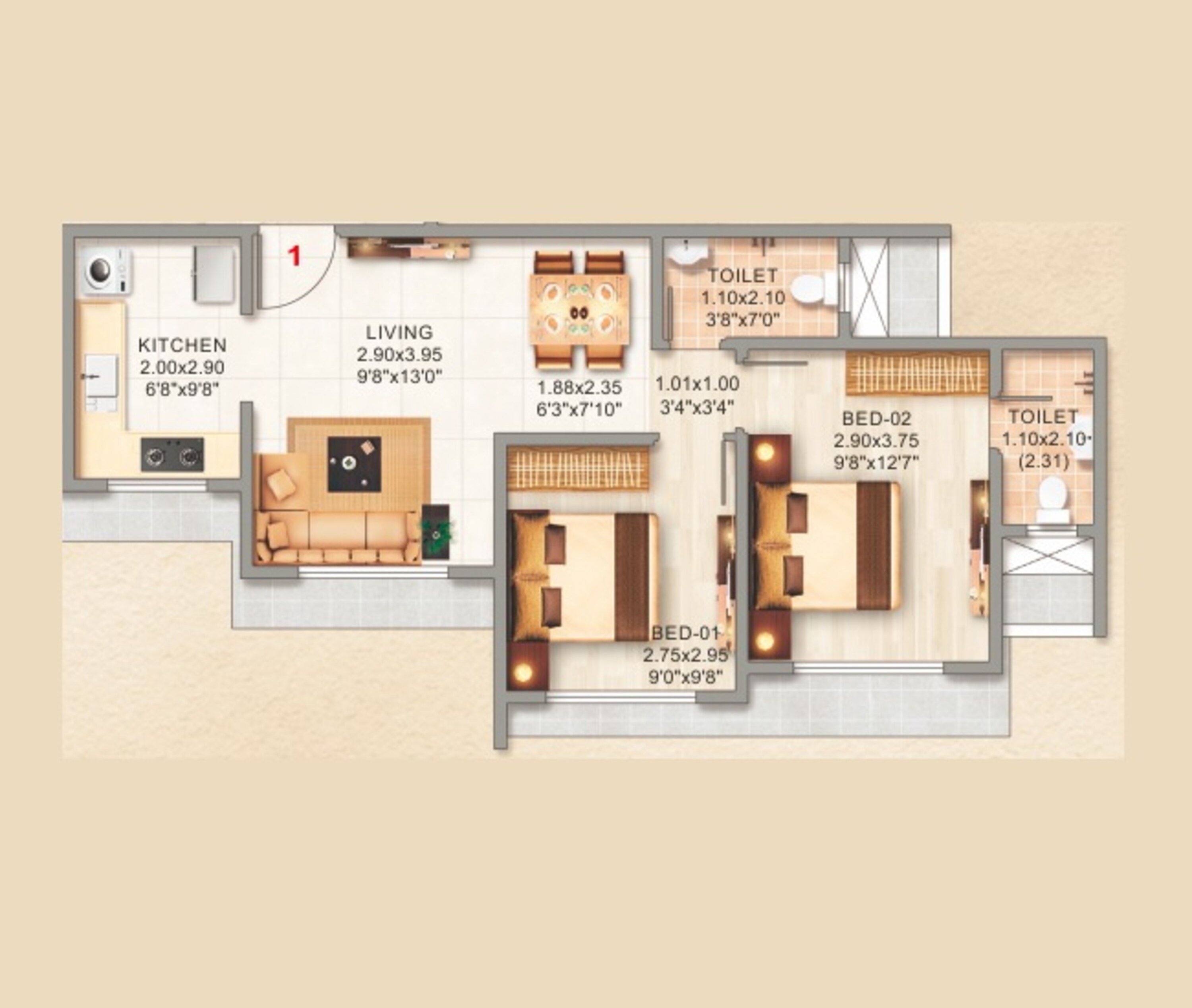 adityaraj avenue apartment 2 bhk 529sqft 20245307165313