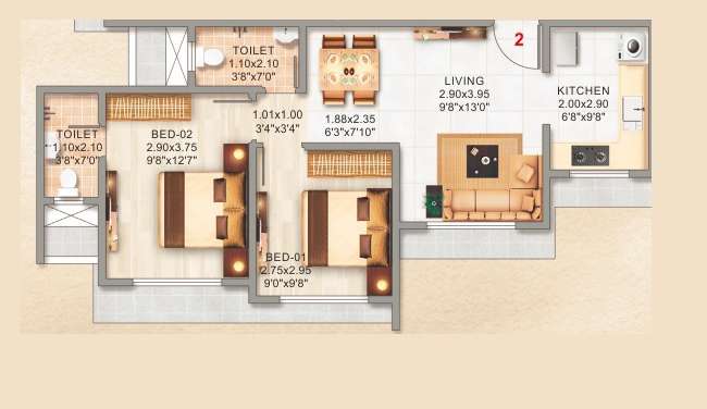 adityaraj avenue apartment 2 bhk 596sqft 20245307165356