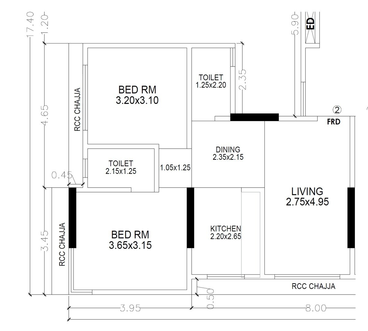 2 BHK 425 Sq. Ft. Apartment