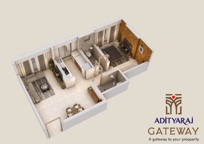 Floor plan of 1 BHK 425 Sq. Ft. Apartment in Adityaraj Gateway, Mumbai