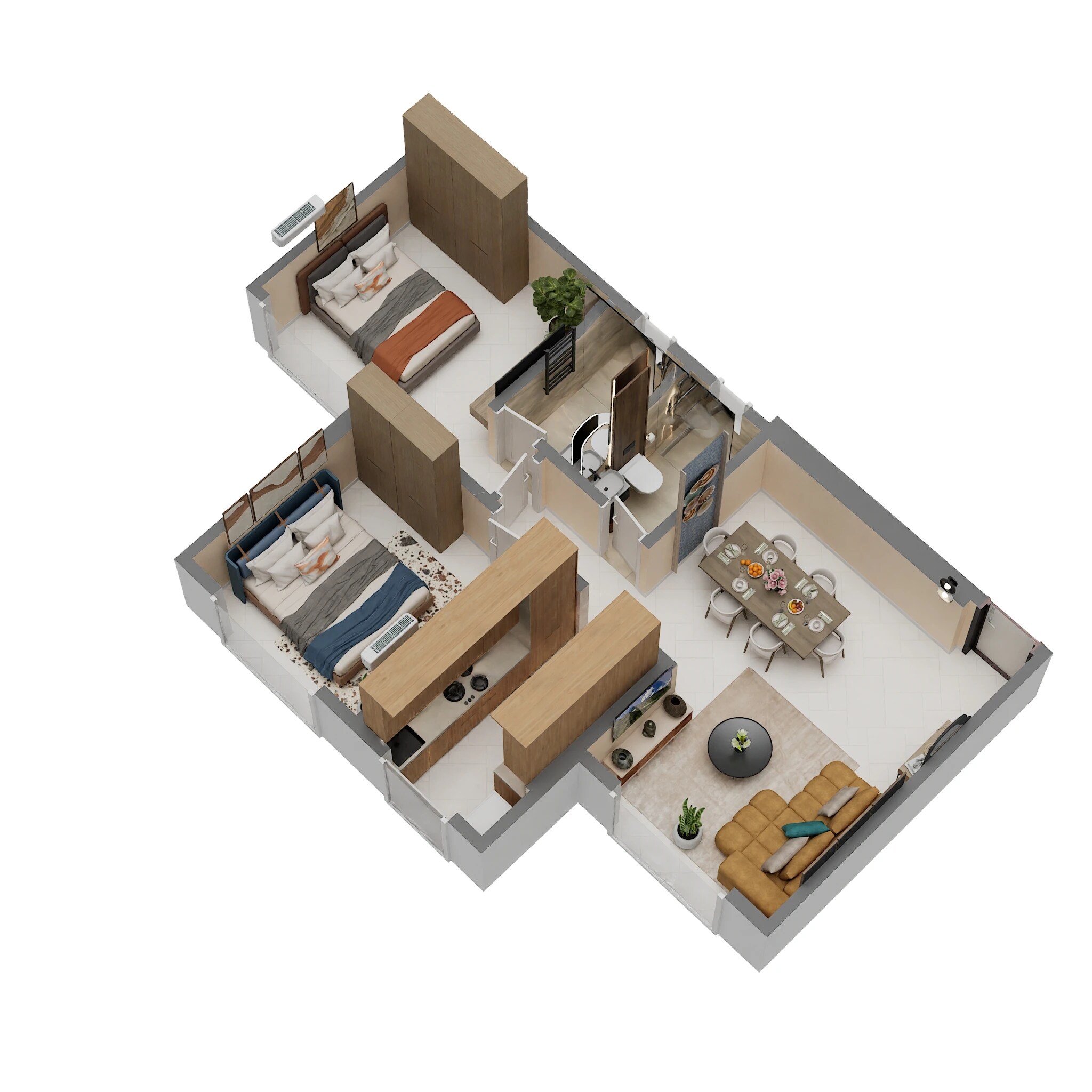 Floor plan of 2 BHK 615 Sq. Ft. Apartment in Adityaraj Greens, Mumbai