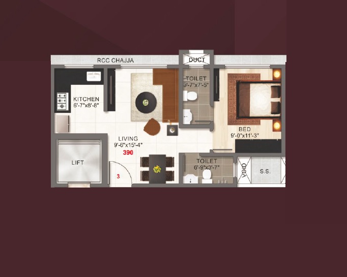 1 BHK 391 Sq. Ft. Apartment in Adityaraj Gurukripa CHS