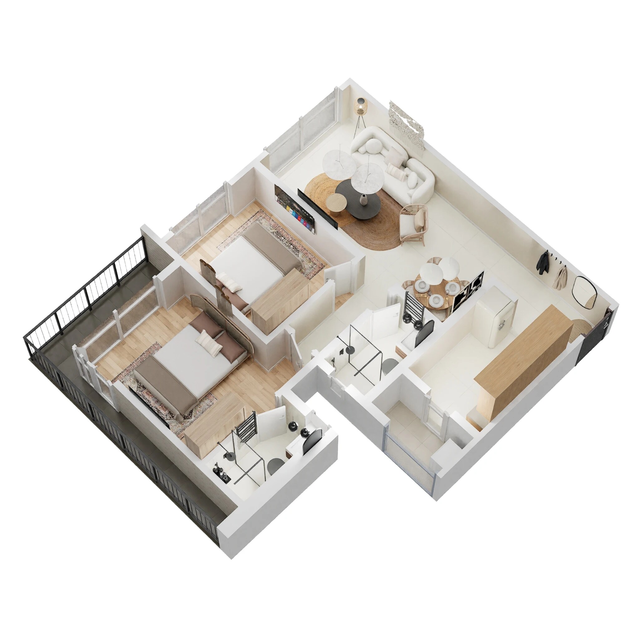 Floor plan of 2 BHK 599 Sq. Ft. Apartment in Adityaraj Paradise, Mumbai
