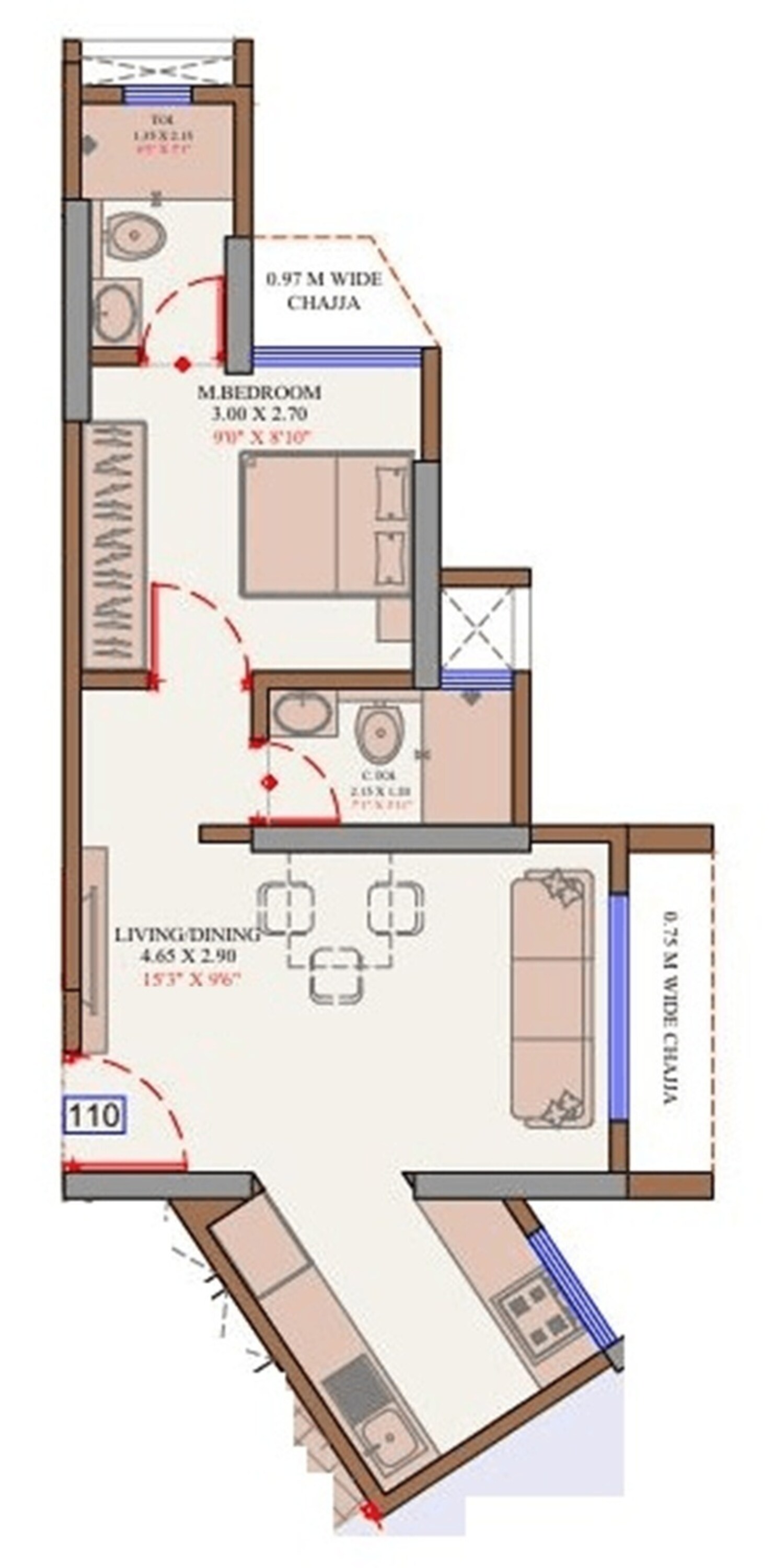 1 BHK 385 Sq. Ft. Apartment in Adityaraj Park